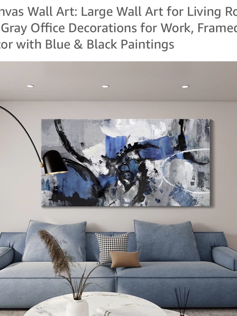 Modern Abstract Blue & Gray Canvas Wall Art by
